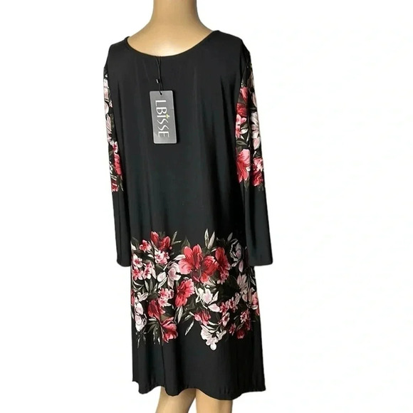 Lbisse NWT hanky floral midi dress, XL. Black,red,
Scoop,pullover,event - Picture 6 of 12